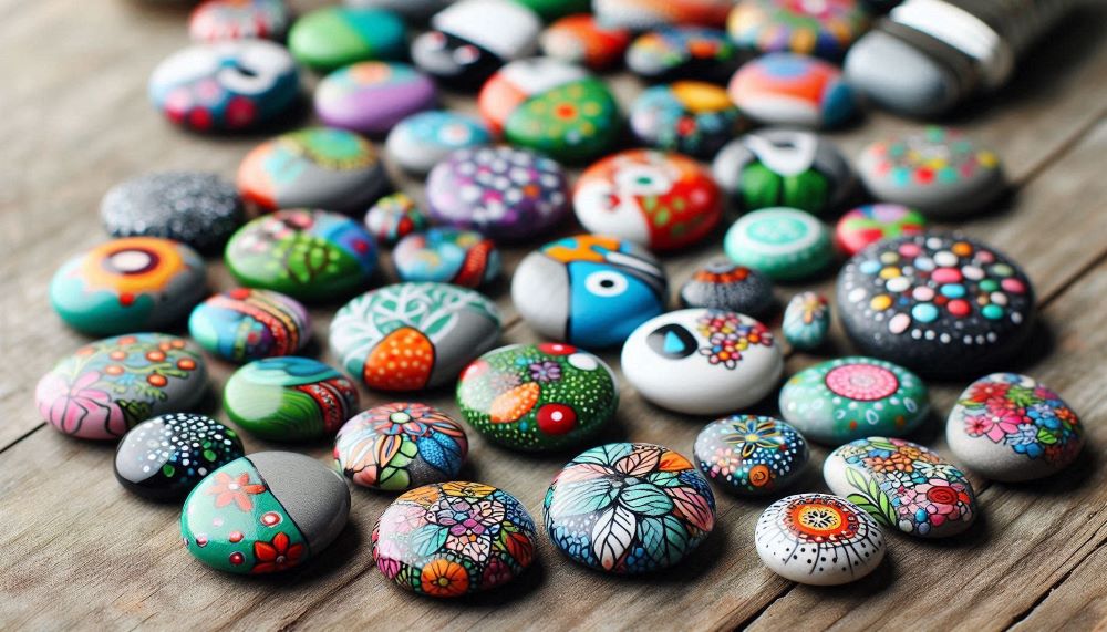 Rock magnets are small, smooth rocks that have been painted and then attached to magnets. They combine the natural beauty of rocks with the functionality of magnets, creating decorative pieces that are both practical and visually appealing. 