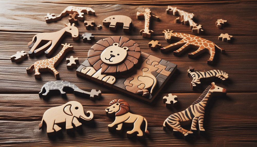 Wooden puzzles consist of individual segments that interlock seamlessly to create a complete image or form a specific shape.