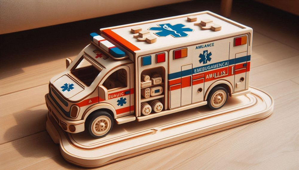 Wooden ambulances are designed to resemble real-life emergency medical vehicles, complete with medical equipment and realistic details.