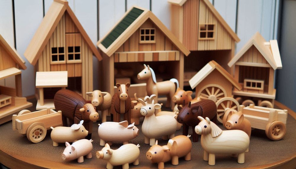 Wooden farm animals