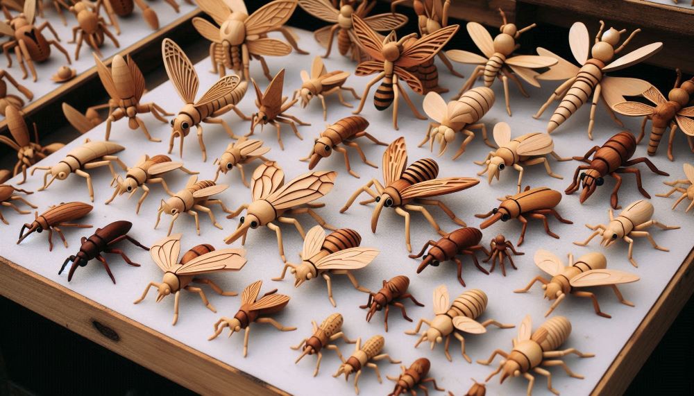 Wooden insect figures