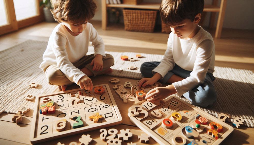 Wooden number puzzles typically consist of a board with slots that correspond to different numbers.