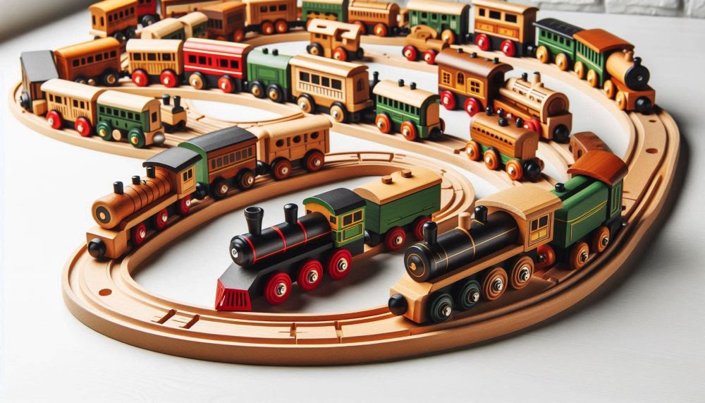 Wooden trains typically come with a variety of tracks and accessories, enabling children to build intricate railway systems.