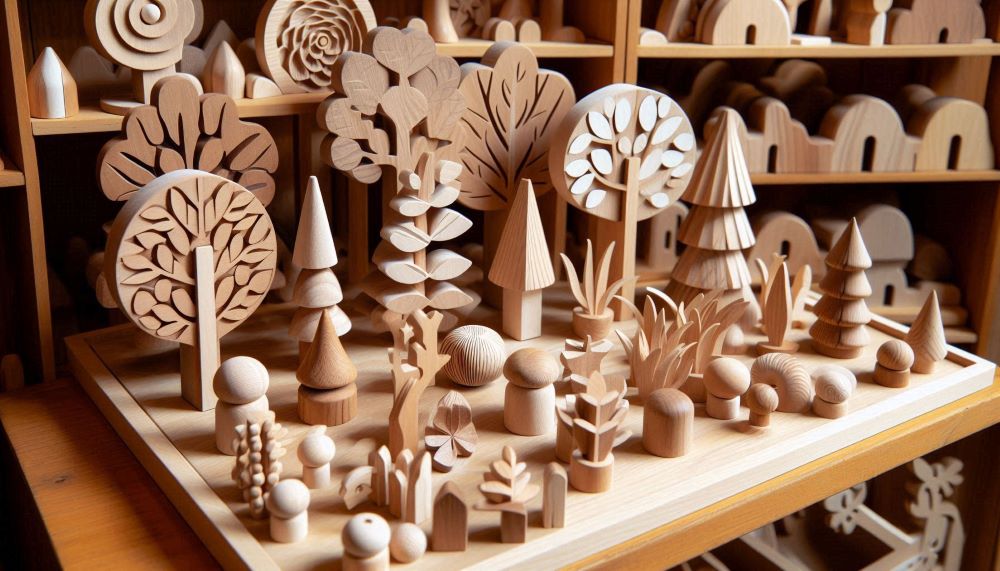 Wooden trees and plants